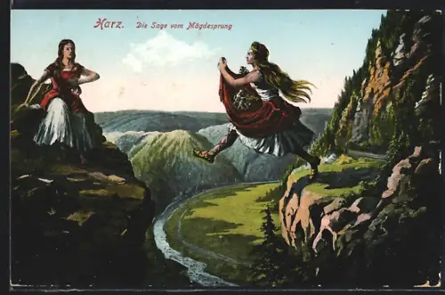 AK Mägdesprung /Harz, Die Sage vom Mägdesprung