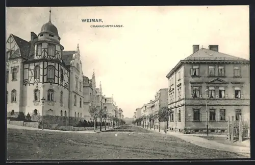 AK Weimar / Thüringen, Partie in der Cranachstrasse