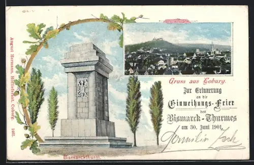 AK Coburg, Bismarck-Turm, Einweihung 30.6.1901