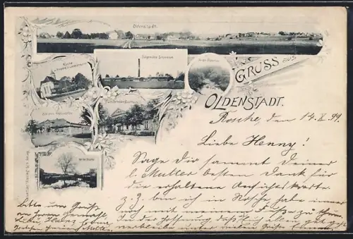 AK Oldenstadt, Stelzer`s Restaurant, Gasthaus J. H. Schröder, Sägemühle Scheessel, An der Wipperau