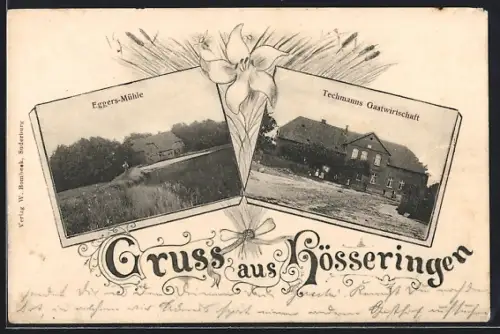 AK Hösseringen, Techmanns Gasthaus, Eggers-Mühle