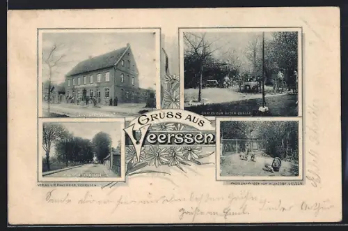 AK Veerssen, Gasthaus zur guten Quelle, Strassenpartie