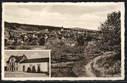AK Jestetten /Baden, Gasthof zum Bahnhof und Totalansicht