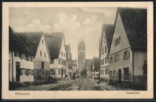 AK Dietenheim, Hauptstrasse mit Durchblick zur Kirche