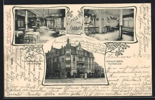 AK Hannover, Restaurant und Cafe Schlosswende, Inh. Friedrich Bartel, Saal, Restaurant und Clubzimmer