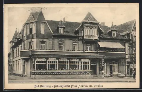 AK Bad Harzburg, Restaurant und Cafe Bahnhofs-Hotel Prinz Heinrich von Preussen, Inh. Kurt Wiegand
