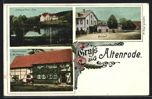 AK Altenrode, Schloss mit Park & Teich, Gasthaus v. Joh. Könnecke, Gutshof