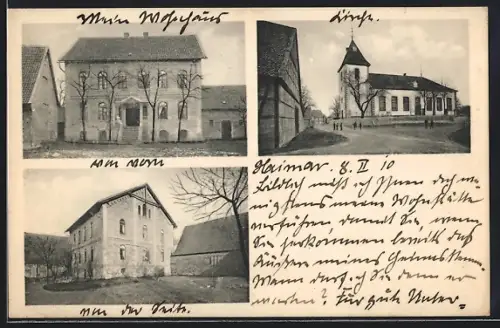 AK Haimar, Kirche, Partie am Wohnhaus