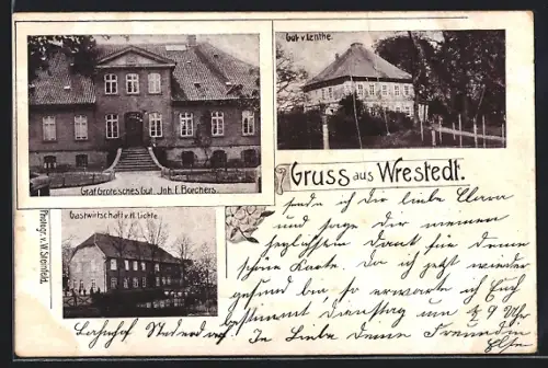 AK Wrestedt, Graf Grote'sches Gut, Gasthaus H. Lichte, Gut v. Lenthe