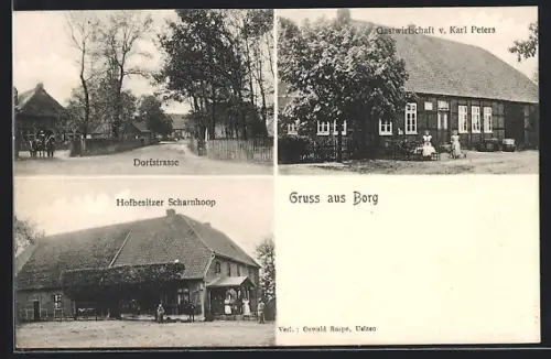 AK Borg / Uelzen, Gasthaus von Karl Peters, Dorfstrasse, Hofbesitzer Scharnhoop