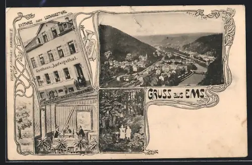 AK Ems, Gasthaus zum Ludwigsthal, Bes. M. Kottiwitz, Totalansicht