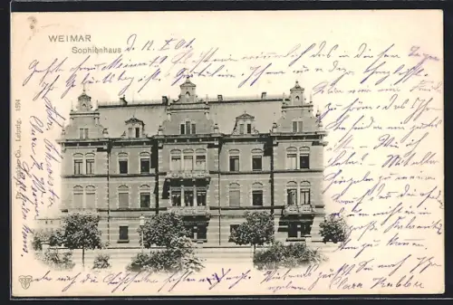 AK Weimar / Thüringen, Blick auf das Sophienhaus