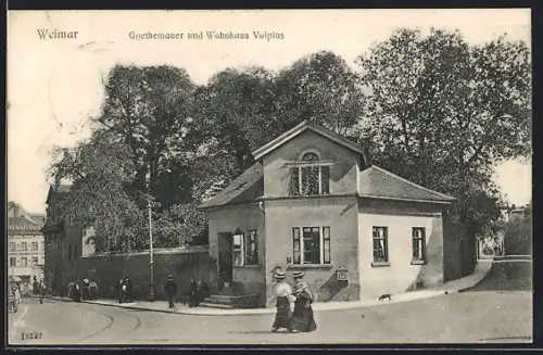 AK Weimar / Thüringen, Goethemauer und Wohnhaus Vulpius