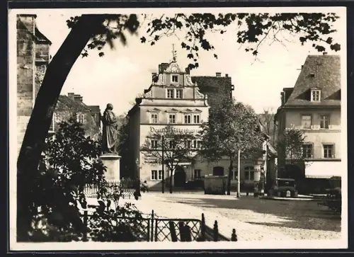 AK Weimar / Thüringen, Herderplatz mit Gasthof Deutschritterhaus