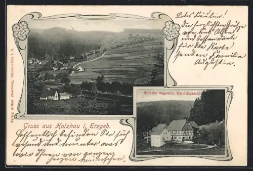 AK Holzhau i. Erzgeb., Wilhelm Augustin Handelsgeschäft