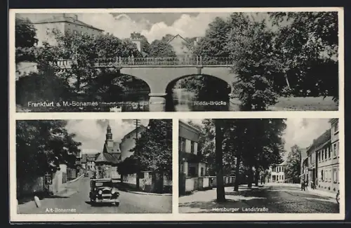 AK Frankfurt a. M., Nidda-Brücke, Homburger Landstrasse, Alt-Bonames