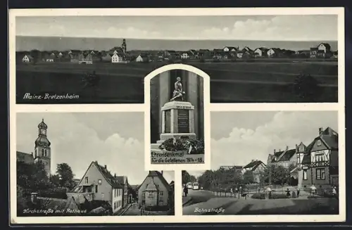 AK Mainz-Bretzenheim, Kirchstrasse mit Rathaus, Bahnstrasse