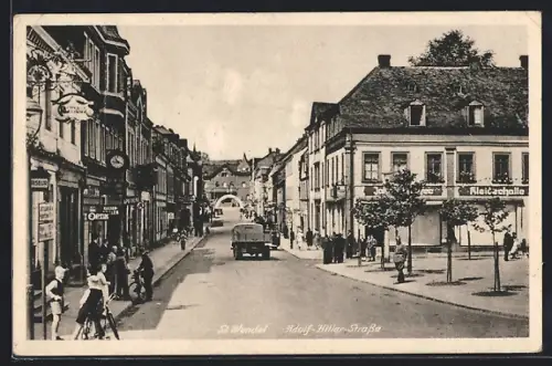 AK St. Wendel, Strasse mit Gasthaus und Geschäften