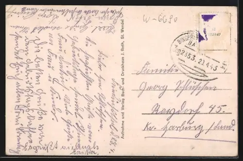 AK St. Wendel, Strasse mit Gasthaus und Geschäften