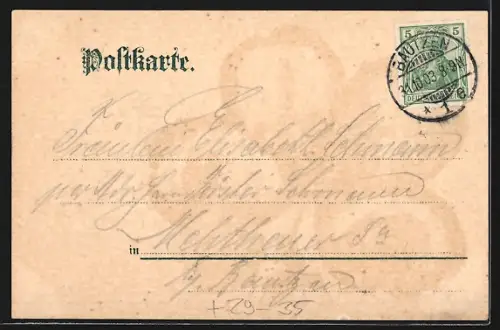Passepartout-Lithographie Bautzen, Reichenthurm, Neue Realschule, Kleeblatt