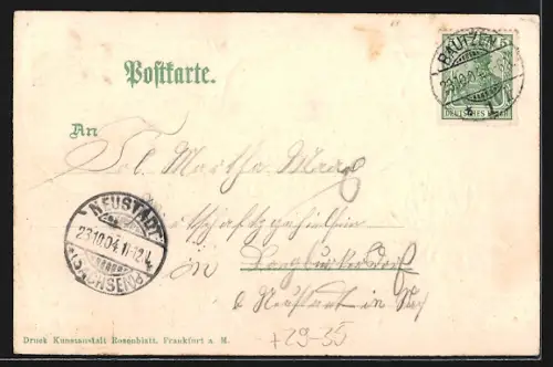 Passepartout-Lithographie Bautzen, Postamt, Alter Wasserturm, Partie am Lauenturm, Wenden in Tracht, Kleeblatt