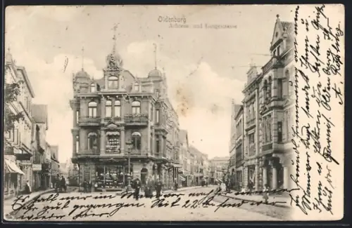 AK Oldenburg / Oldenburg, Achtern- und Langestrasse mit Passanten