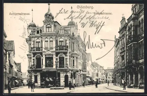 AK Oldenburg / Gr., Ortspartie mit Blick auf Achternstrasse und Langestrasse