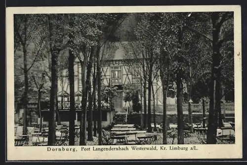 AK Dornburg /Langendernbach, Pension Dornburg, Bes. Josef Fischer, Ansicht des Gartens