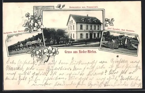 AK Nieder-Mörlen, Restaurant zum Frauenwald, Golfplatz, Drei Sprudel