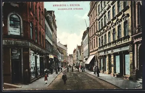 AK Annaberg i. Erzgeb., Buchholzer Strasse, Geschäft von Max Dittrich