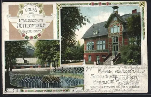 AK Hüttenmühle, Restaurant Hüttenmühle, Springbrunnen