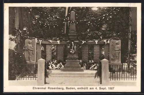 AK Rosenberg / Baden, Partie am Ehrenmal, enthüllt am 4. September 1927