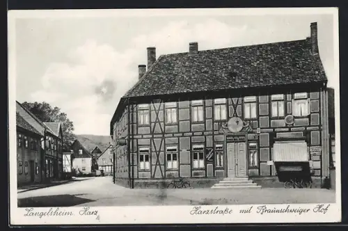 AK Langelsheim /Harz, Harzstrasse mit Braunschweiger Hof