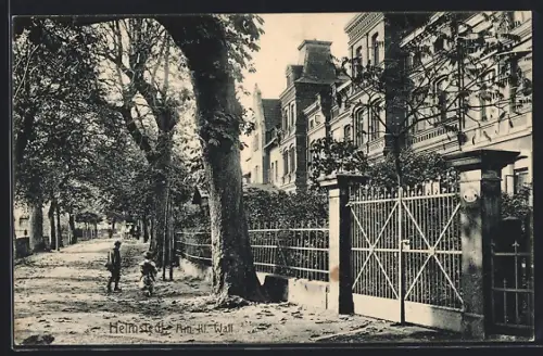 AK Helmstedt, Strasse am kleinen Wall mit Anwohnern