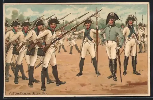 Künstler-AK 4. Infanterie-Regiment 103, Uniformierte Soldaten auf dem Exerzierplatz
