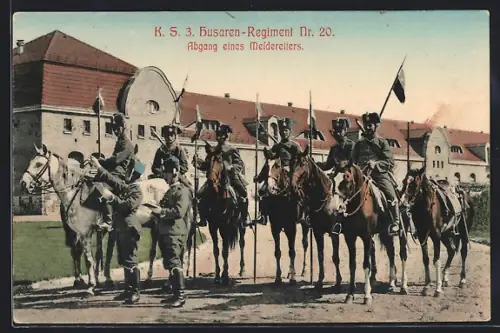 AK Bautzen, K. S. 3. Husaren-Regiment Nr. 20, Abgang eines Meldereiters
