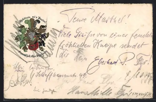AK Tübingen, Studentenwappen mit Motto Freundschaft, Ehre, Vaterland