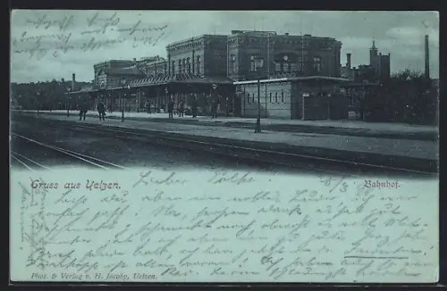 Mondschein-AK Uelzen, Partie am Bahnhof
