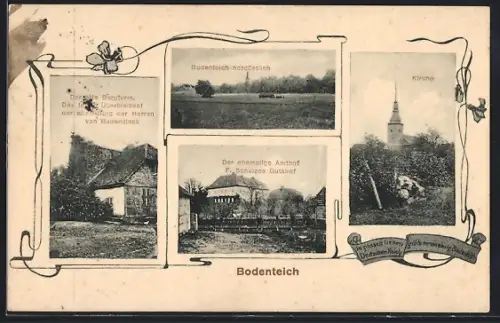 AK Bodenteich, F. Schulzes Gutshof, Kirche und Burgturm