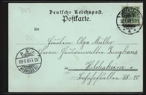 Mondschein-AK Bodenteich, Post, Poorthaus, Marktplatz, Villa Prösch, Genoss.-Molkerei