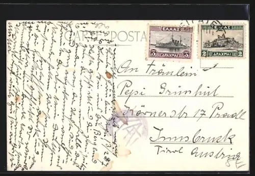 AK Athènes, Temple de Jupiter Olympien et Acropole