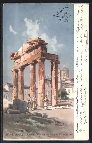 Künstler-AK Athènes, Vieux Marché