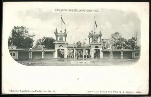 AK Wien, Jubiläums-Ausstellung 1898, Süd-Portal mit Besuchern