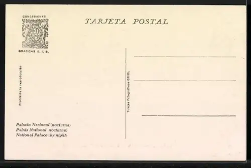 AK Barcelona, Exposicion Internacional 1929, Palais National nocturne