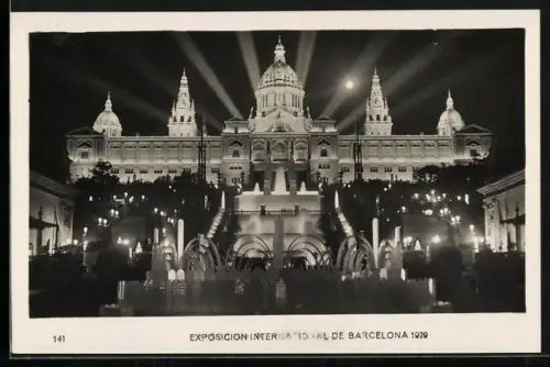 AK Barcelona, Exposicion International de Barcelona 1929.Palacio Nacional (Nocturna), Weltausstellung 1929