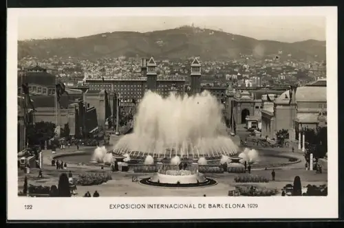 Foto-AK Barcelona, Exposicion Internacional 1929, Springbrunnen