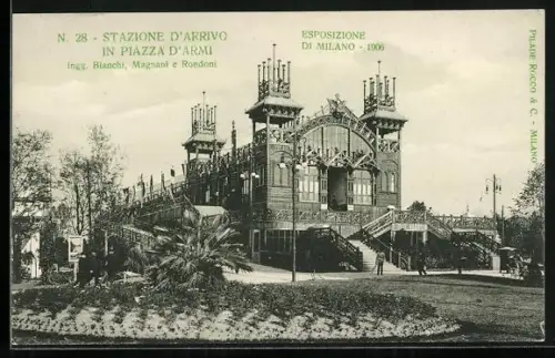 AK Esposizione Di Milano 1906, Stazione D` Arrivo in Piazza D` Armi, Ausstellung