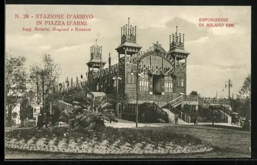 AK Esposizione Di Milano 1906, Stazione D` Arrivo in Piazza D` Armi, Ausstellung