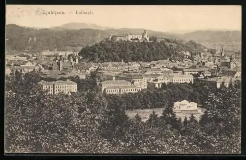 AK Laibach, Ortsansicht aus der Vogelschau