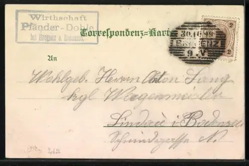 Lithographie Bregenz, Gruss vom Pfänder in der Dämmerung